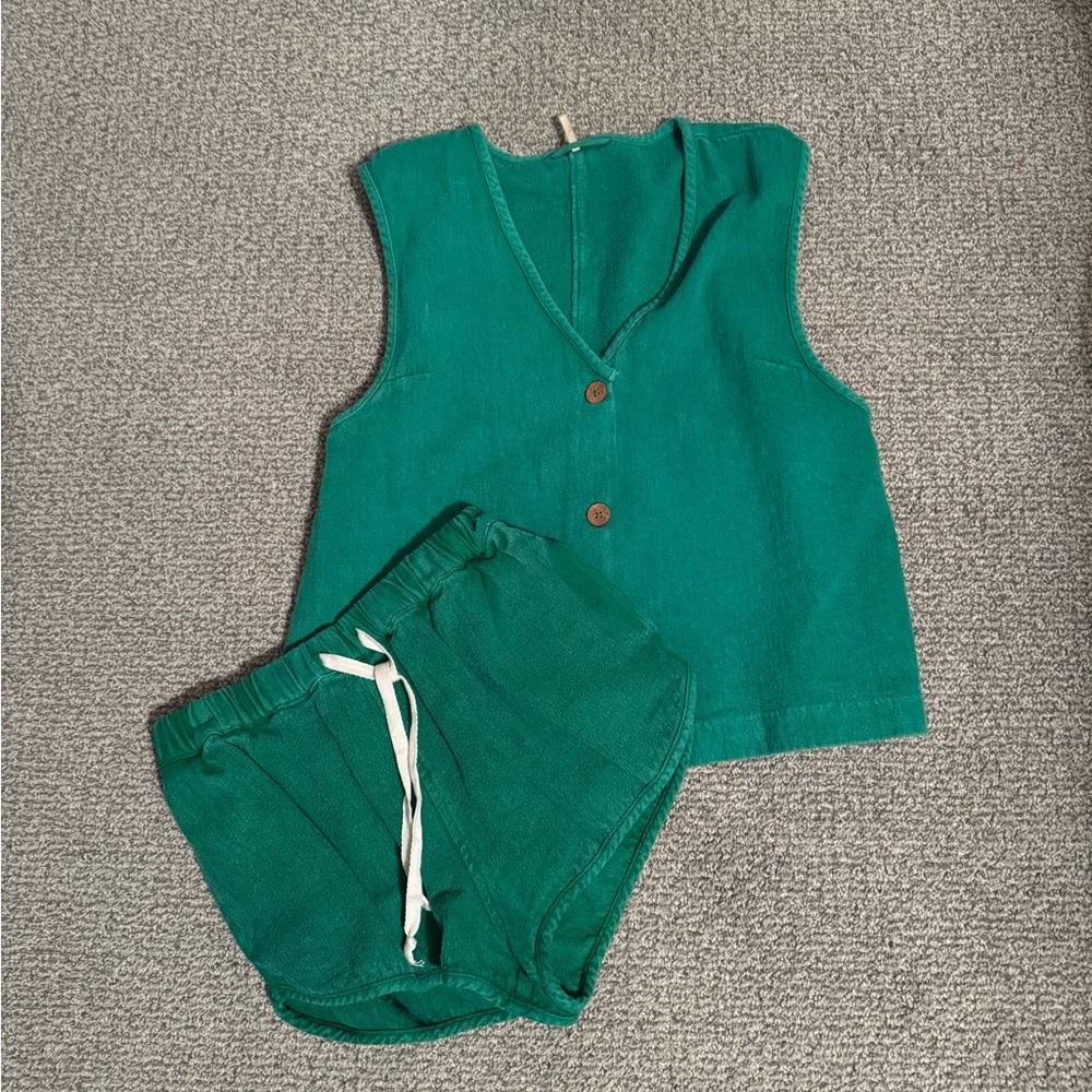 Free People green 2 piece set